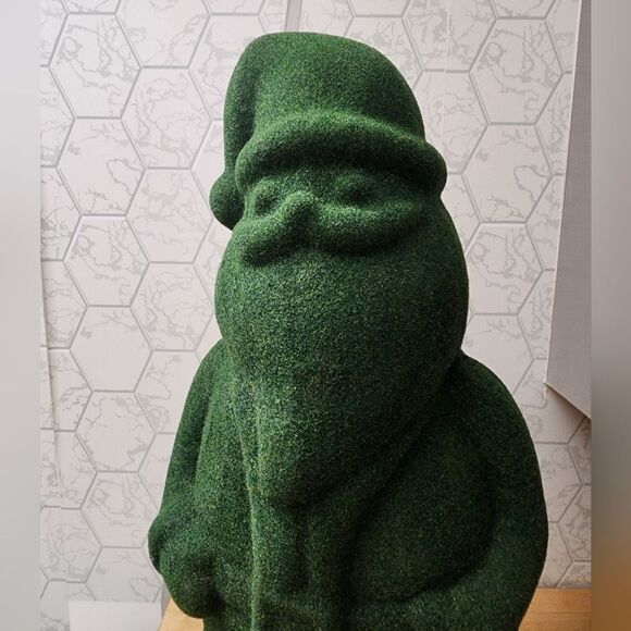 23 Inch Large Green Flocked Foam Santa Christmas Decor - Picture 4 of 10